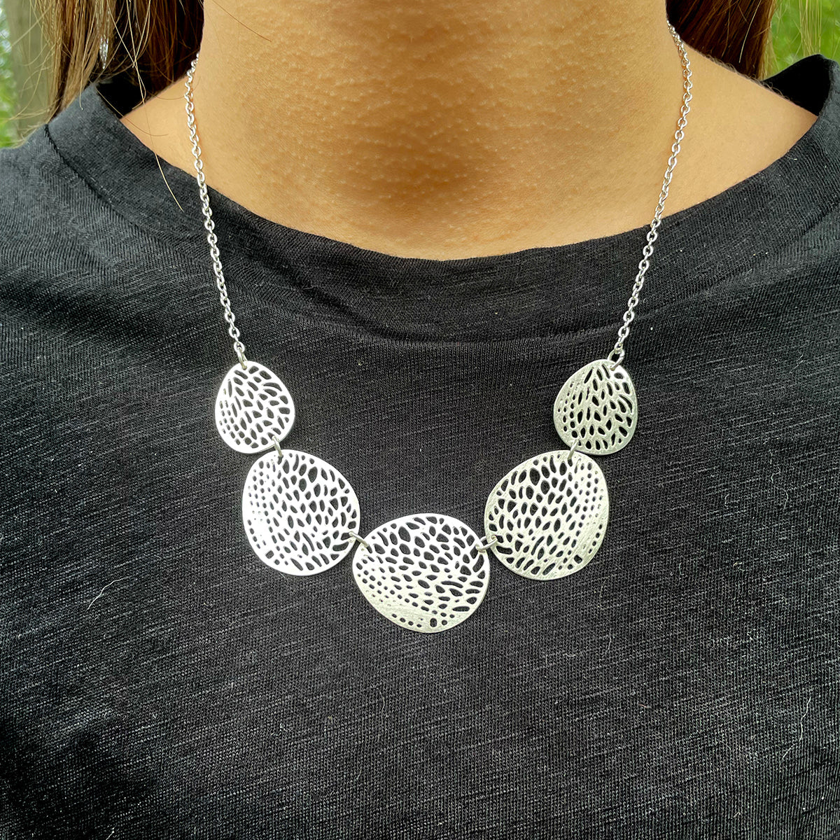 Stenciled Leaf Necklace - World Finds