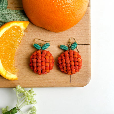 Kantha Orange Earrings