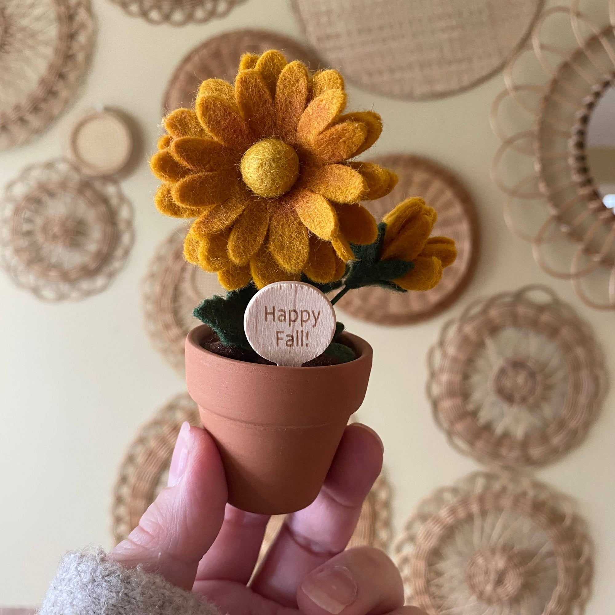 “Happy Fall” Various Handmade Felt Autumn Forever Flowers