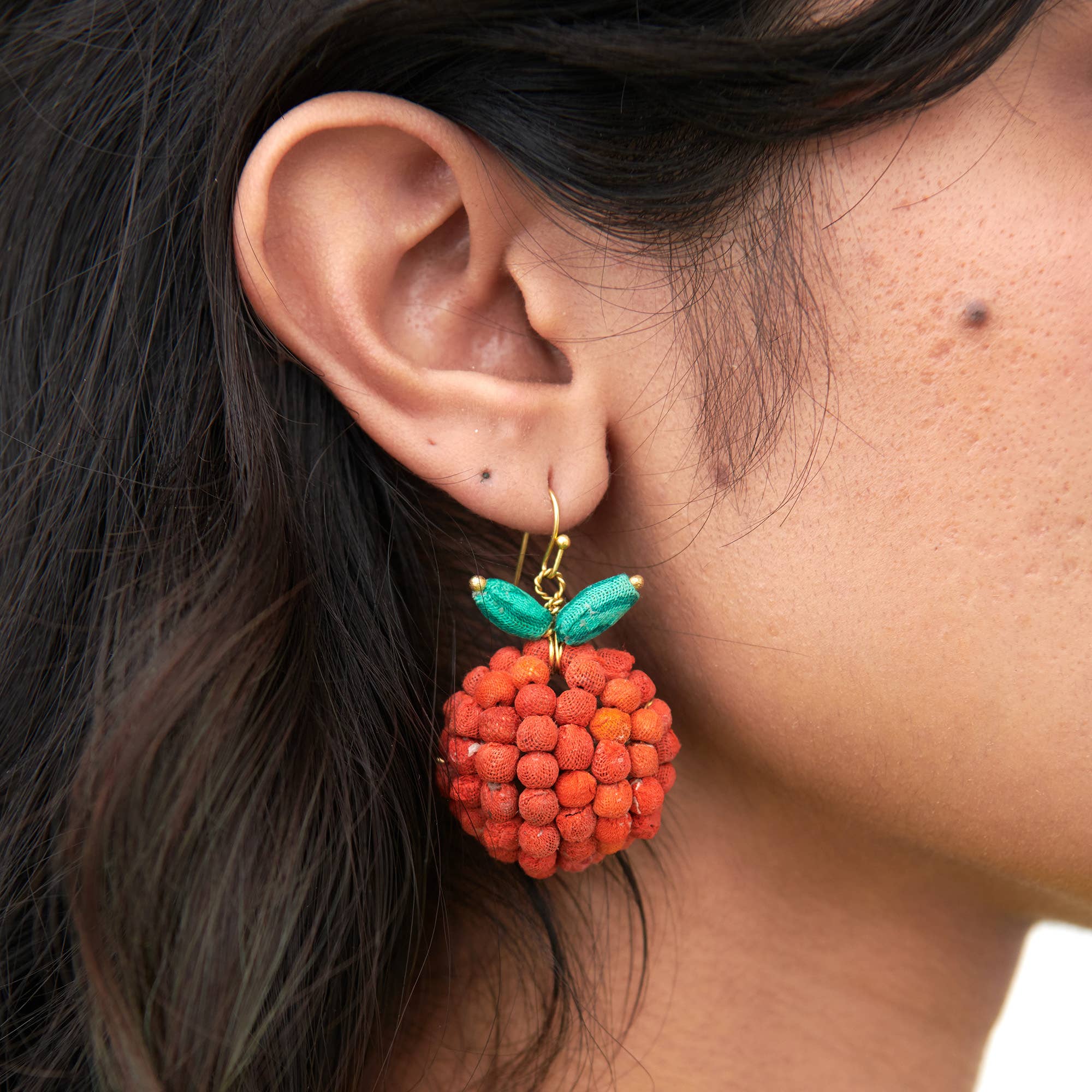 Kantha Orange Earrings