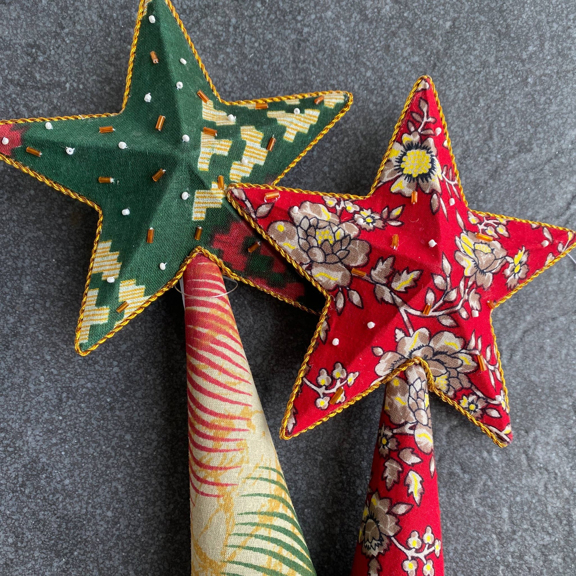Upcycled Assorted Sari Star Tree Topper