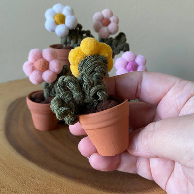 Pompom, Felt & Macrame Forever Fibre Flower - Mini