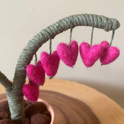 Macrame and Felted Bleeding Heart Forever Plant
