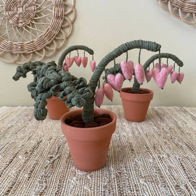 Macrame and Felted Bleeding Heart Forever Plant