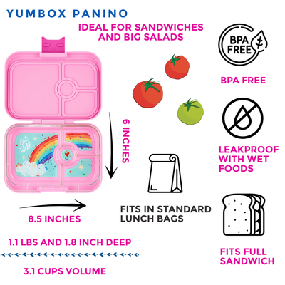 Leakproof Sandwich Friendly Bento Box - Power Pink Rainbow