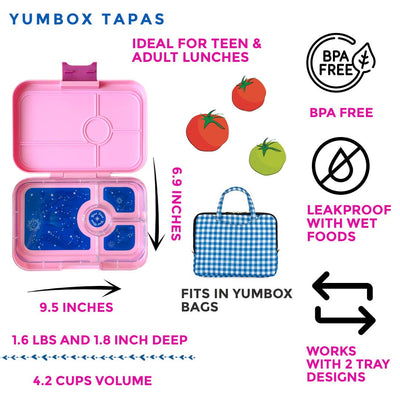 Leakproof Yumbox Tapas Capri Pink - 4 Compartment - Zodiac
