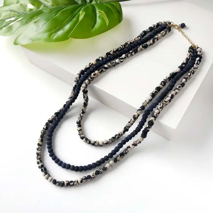 Kantha Indigo Layered Necklace - World Finds