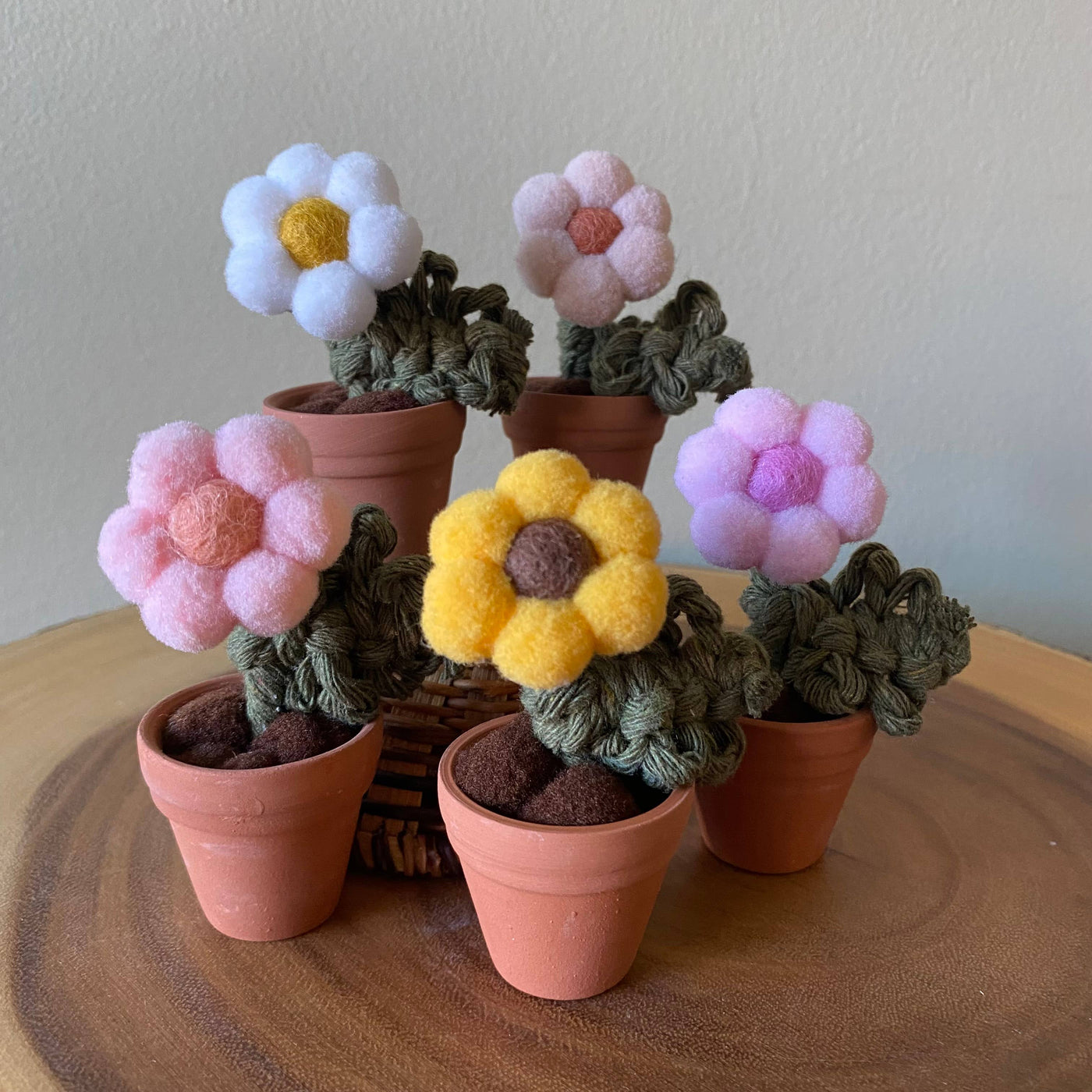 Pompom, Felt & Macrame Forever Fibre Flower - Mini