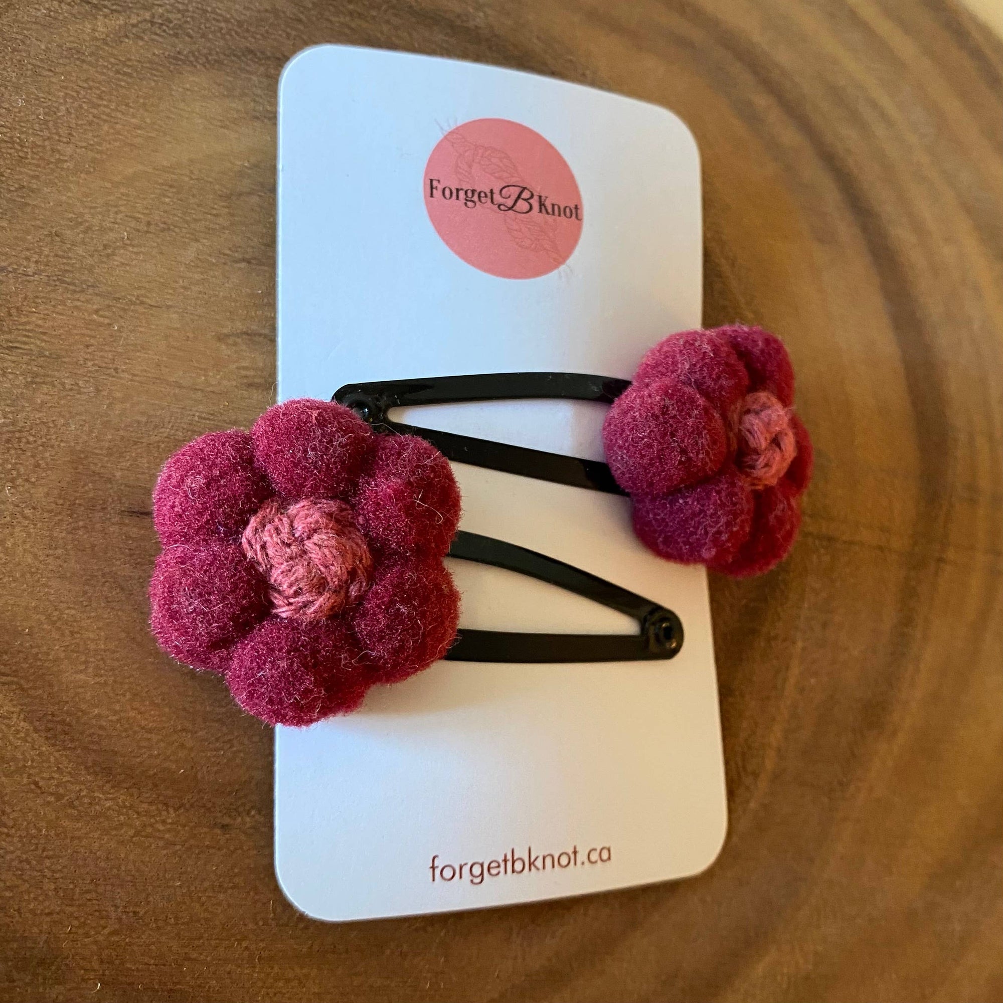 Hair Snap Clips: Handmade Macrame Knot & Pompom Flower Clips