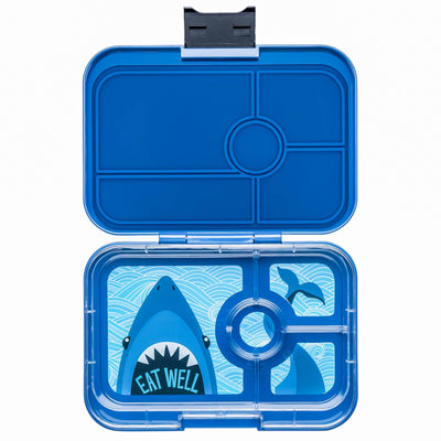 Leakproof Yumbox Tapas Bento Lunch Box - Monte Carlo Blue - 4 Compartment with Shark Tray