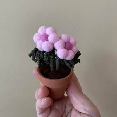 Double Flower Pompom, Felt & Macrame Forever Fibre Flower