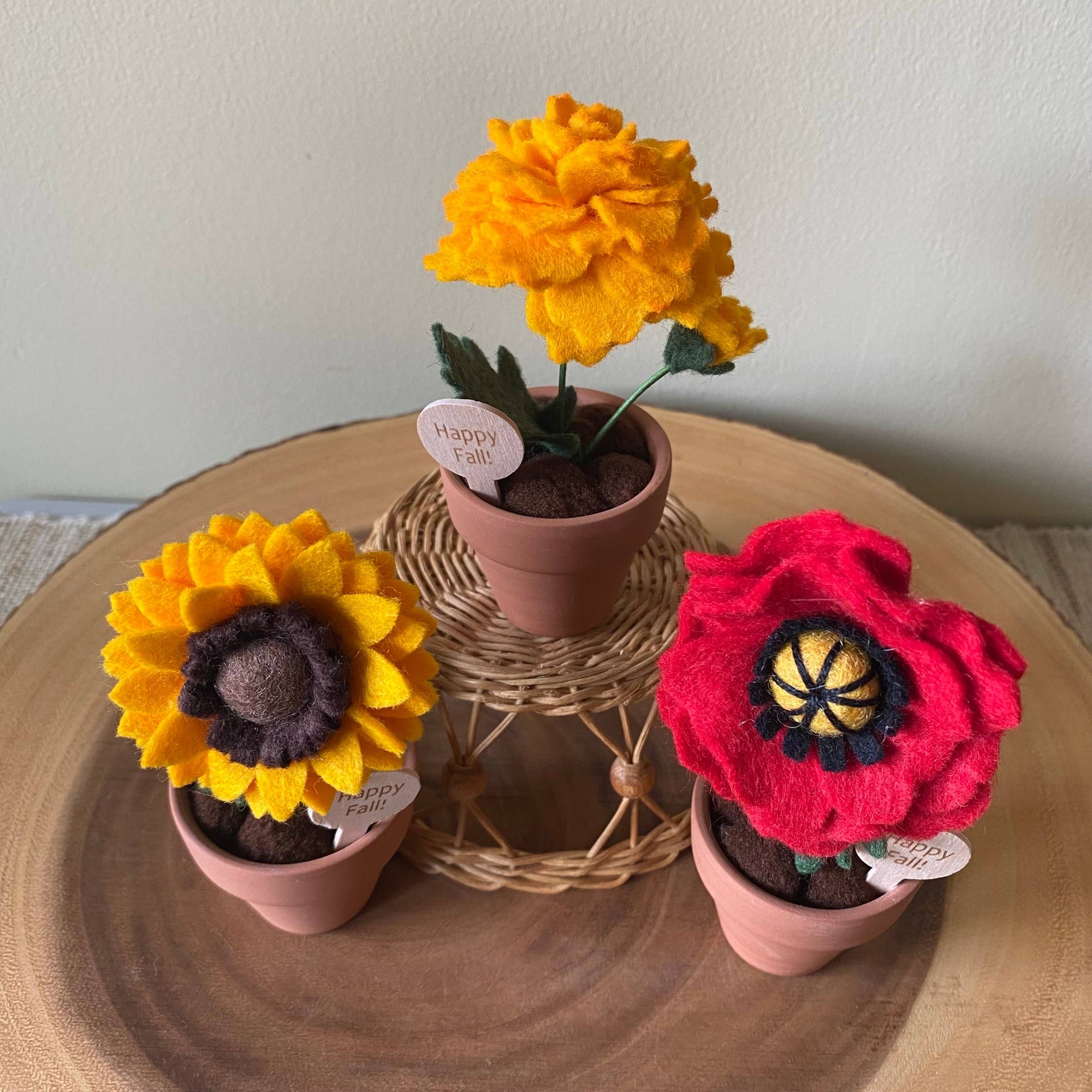 “Happy Fall” Various Handmade Felt Autumn Forever Flowers