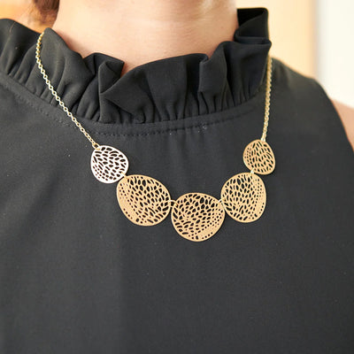 Stenciled Leaf Necklace - World Finds