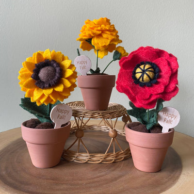 “Happy Fall” Various Handmade Felt Autumn Forever Flowers