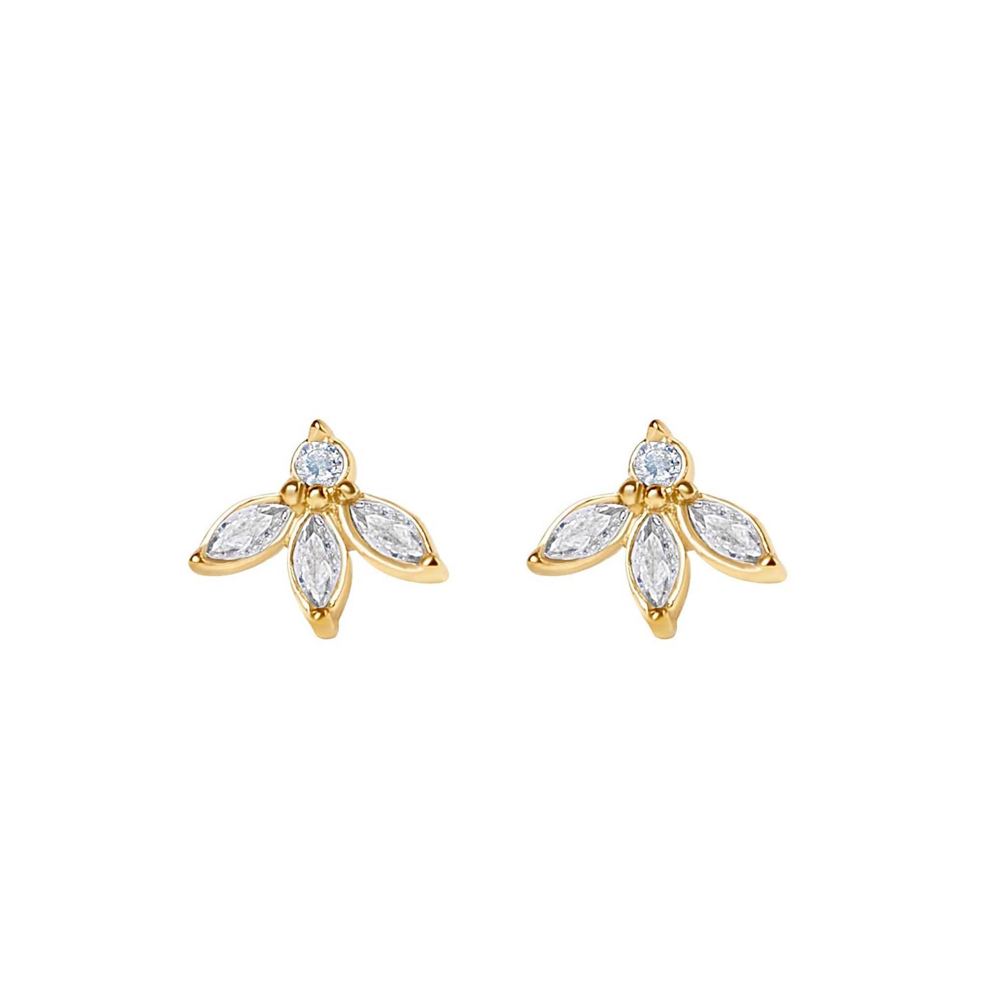 Daisy | Demi-Fine Tri-Leaf Earrings - Bambu