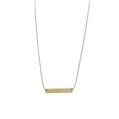 Bar | Gold Pendant, S Silver Chain Necklace Bambu
