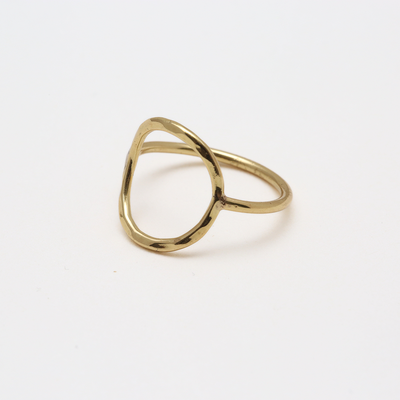 Oval Hammered Band Ring- Bambu
