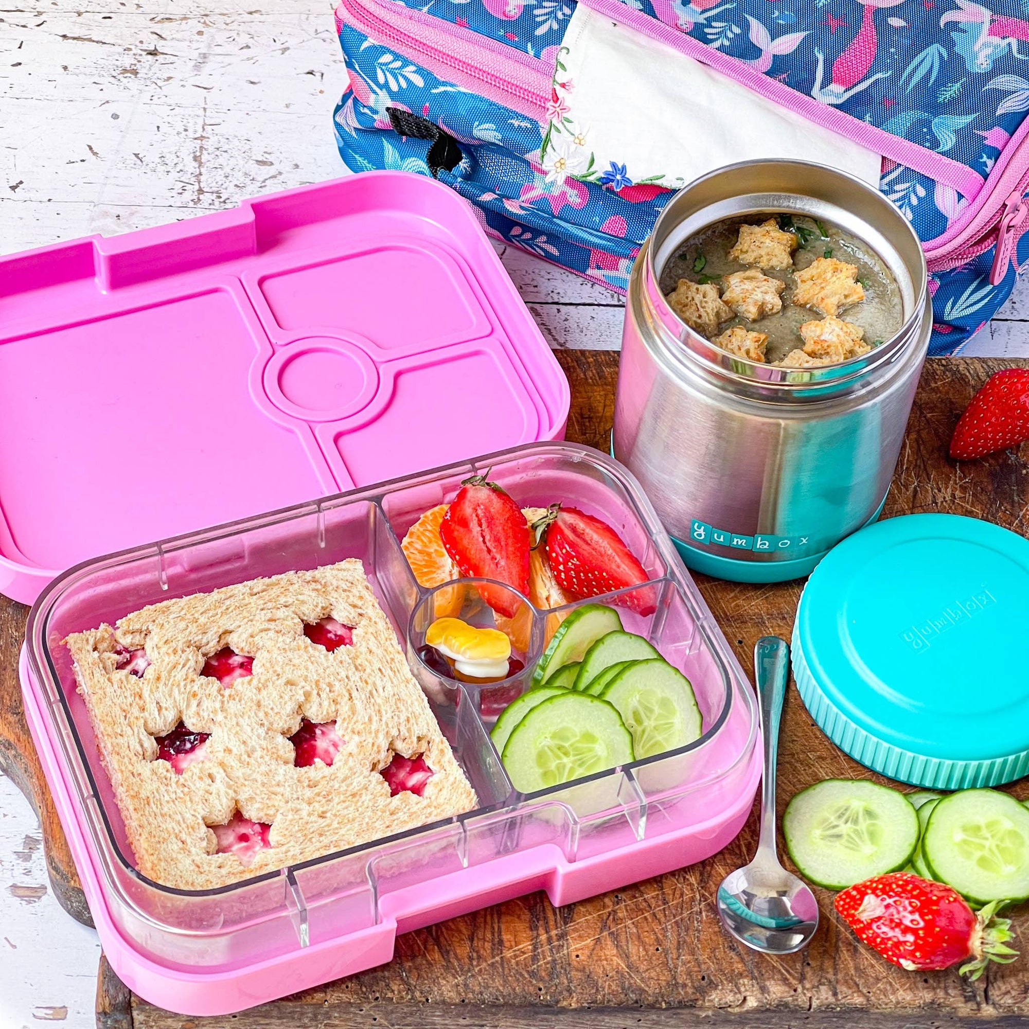 Leakproof Sandwich Friendly Bento Box - Power Pink Rainbow