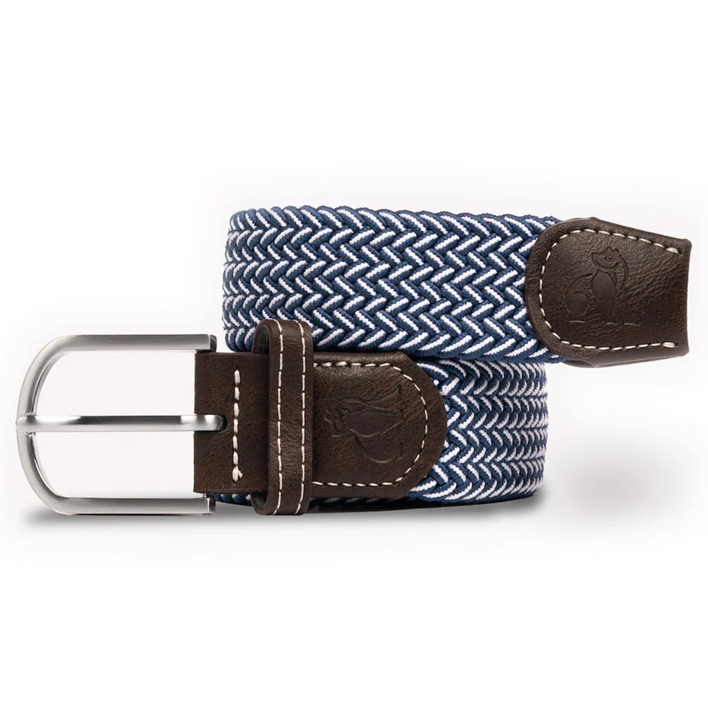 Water Bottle Upcycled Belt - Blue and White Weave
