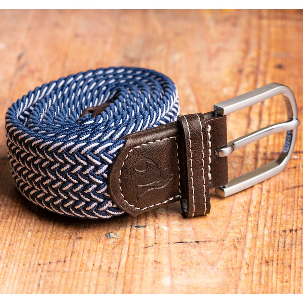 Water Bottle Upcycled Belt - Blue and White Weave