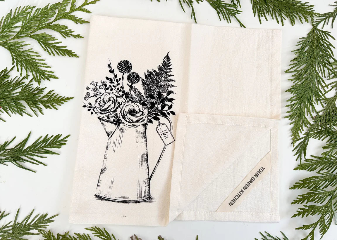 Bouquet Watering Can Tea Towel