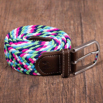 Water Bottle Upcycled Woven Belt - Bright Multi Zigzag