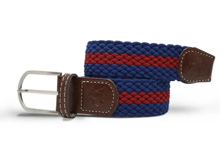 Water Bottle Upcycled Belt - Blue / Burgundy Stripe
