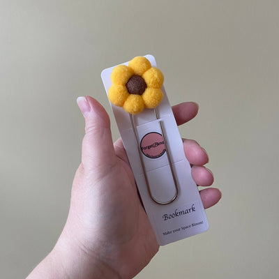 Flower Bookmark/ Oversized Paper Clip/ Pompom & Felt Flower 