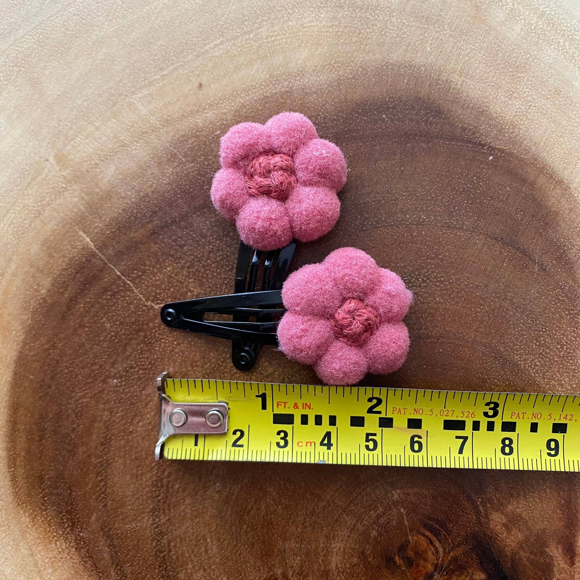 Hair Snap Clips: Handmade Macrame Knot & Pompom Flower Clips