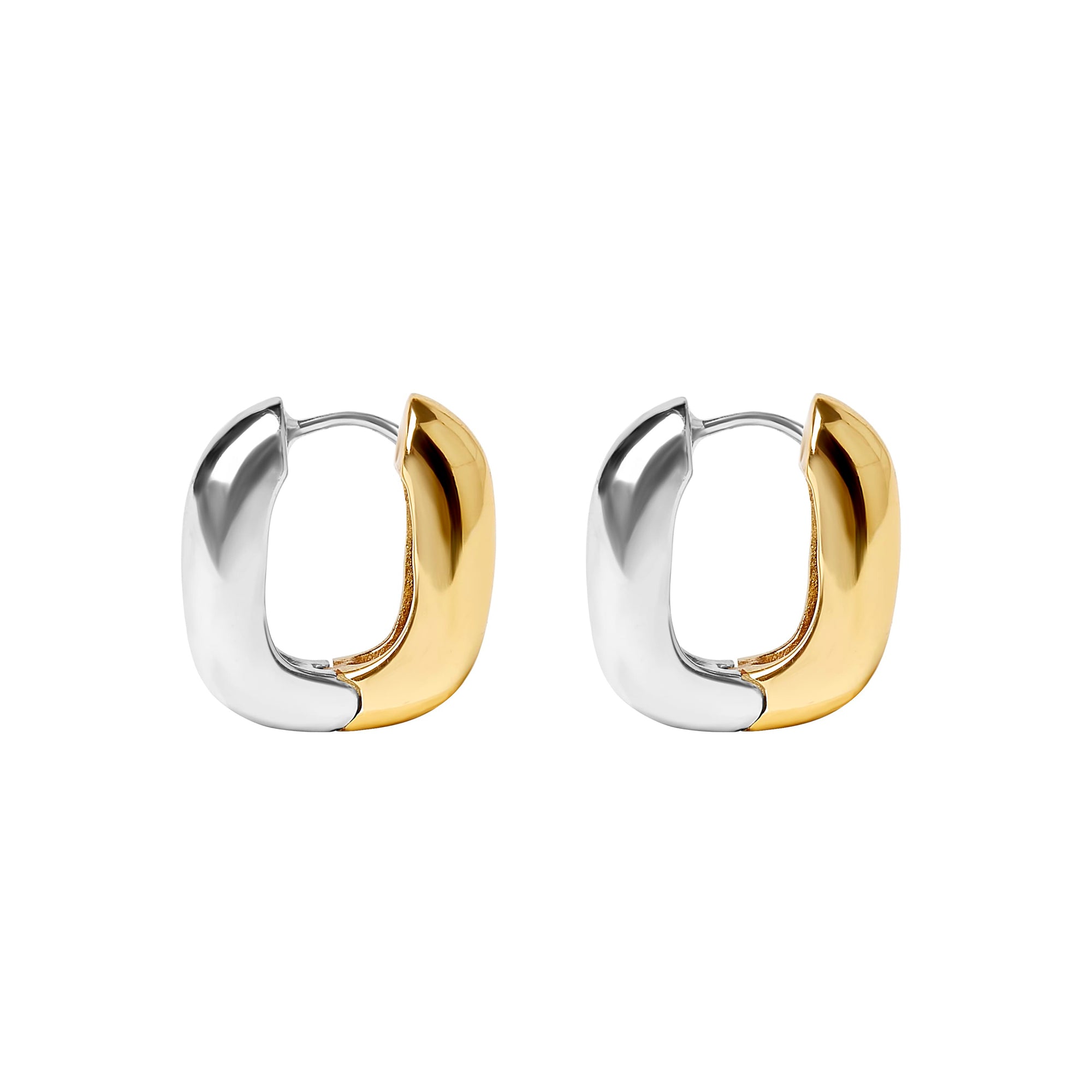 Jack | Two Tone Rectangular Hoop Earrings - Bambu